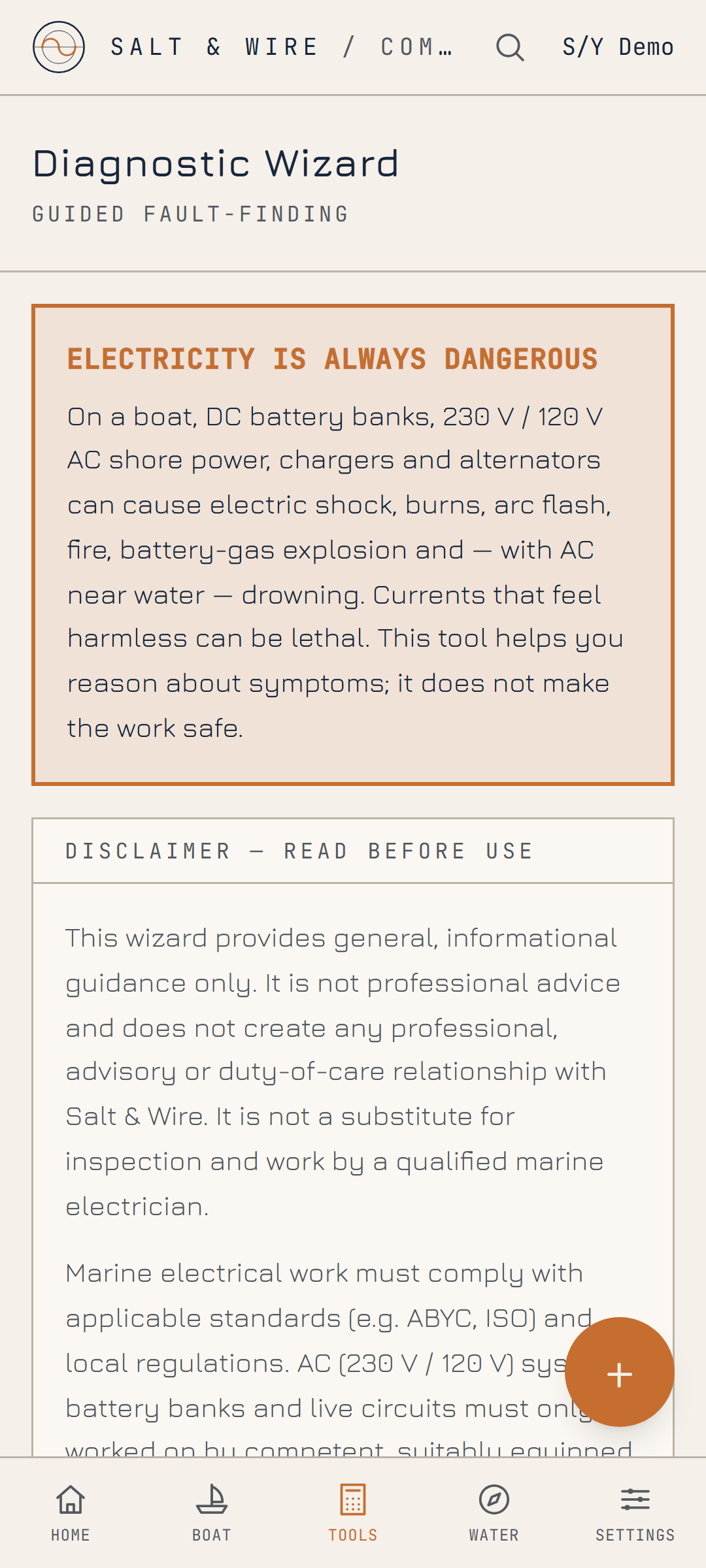 Electrical fault diagnostics wizard